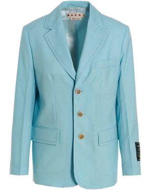 Marni Single-breasted Blazer Jacket - Blue