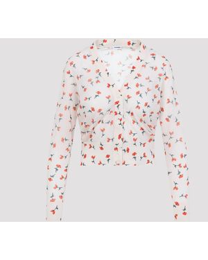 Jil Sander Baumwoll-Cardigan mit V-Ausschnitt - Weiß