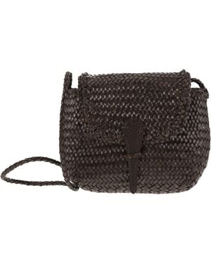 Dragon Mini City Bag gewebte Ledertasche - Schwarz