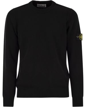 Stone Island Crew Neck Jumper mit Rückwärtsnähten Details - Schwarz