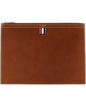 Thom Browne Leather Document Case - Brown