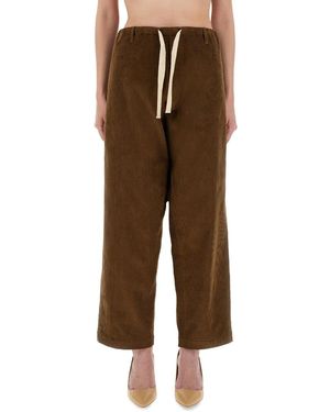 Moschino Wide-Leg Corduroy Trousers With Drawstring Waist - Brown