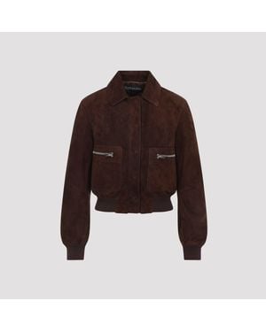 Tom Ford Lamb Suede Bomber Jacket - Brown