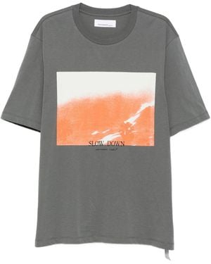 Oamc Peacemaker Regular Tee Slow Down Print - Grey