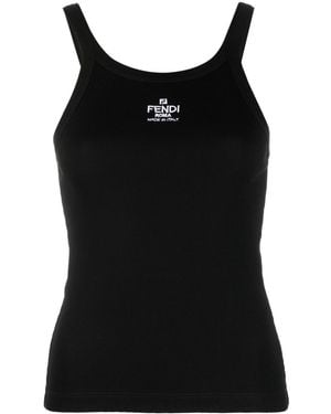 Fendi Logo Cotton Top - Black