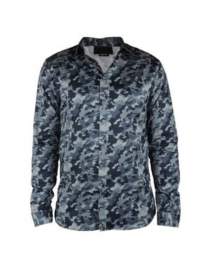 Philipp Plein Ls Camouflage Shirt - Blue