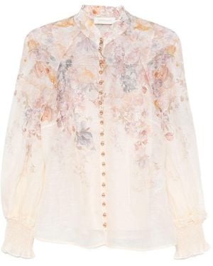 Zimmermann Ascent Linen And Silk Blouse - Pink
