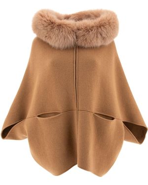 Giovi Laine et poncho en cachemire - Marron