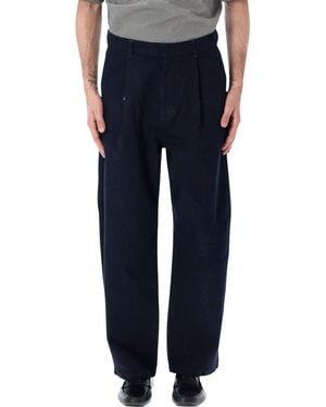 Still By Hand Relaxed Fit Tapered Trousers - Blue