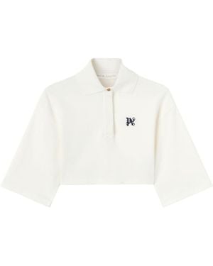 Palm Angels Monogram Cropped Polo Shirt - White