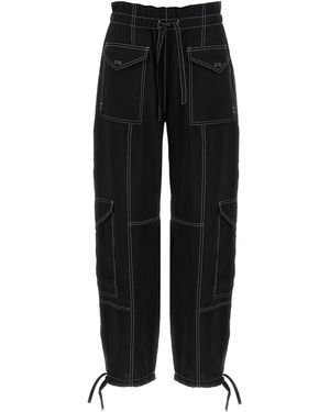 Ganni Pantalones de bolsillo de 'slub de luz de agua de luz' - Negro