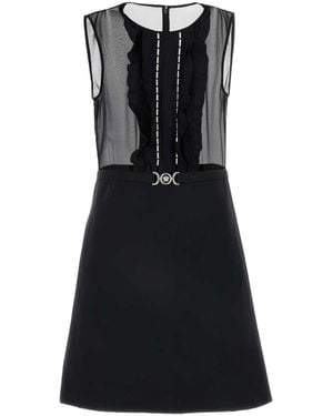 Versace Georgette Mini Dress - Black