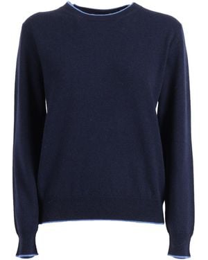 Kangra Cashmere Round With Contrasted Borders - Blue