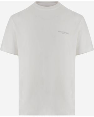 Maison Margiela Stretch Cupro T Shirt With Logo - White