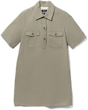 A.P.C. A-Line Dress With Front Button Placket - Gray