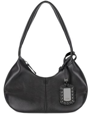 Ganni Hobo Medium Shoulder Bag - Black