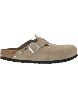 Birkenstock Boston Rivet – Suede Leather Clog With Studs - Brown