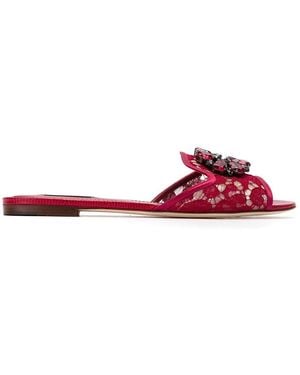 Dolce & Gabbana Lace Sandalen Mit Brosche - Rot