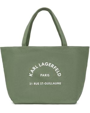 Karl Lagerfeld Oil Green Cotton Shopper - Groen