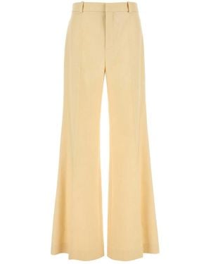 Chloé Cream Canvas Wide-Leg Pant - White