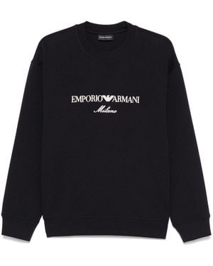 Emporio Armani Felpa Con Ricamo - Nero