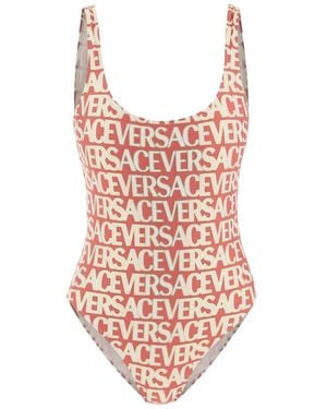 Versace Allover One Piece Swimwear - Red