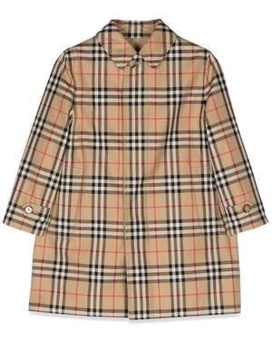Burberry Kids Checked Single-Breasted Coat - Natural