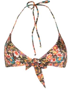 Siedres Floral-Print Halterneck Bikini Top - Green