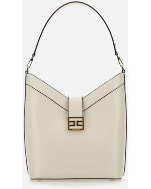 Elisabetta Franchi Vegane Leder Eimer Schultertasche - Weiß