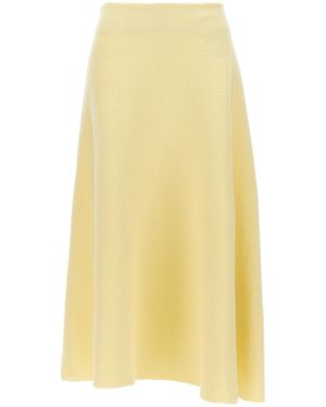Jil Sander Flared Wool Skirt With Discreet Zipper Closure - Yellow
