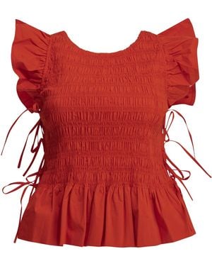 Ganni Top informal plisado de - Rojo