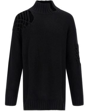 Yohji Yamamoto Macramé Insert Sweater - Blau