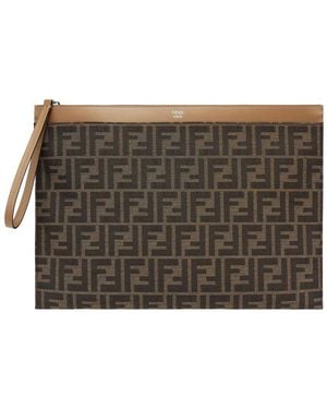 Fendi Large Flat Pouch - Brown