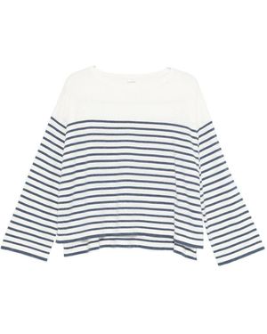 C.t. Plage Gestreifter Baumwollpullover - Weiß