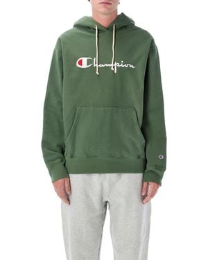 Champion Reverse Weave Fleece Relaxed Fit Hoodie With Embroidered Chest Logo - Green