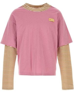Marni Dark Linen Bend T Shirt - Pink