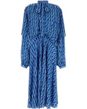 Balenciaga Printed Dress - Blue
