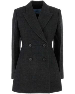 Prada Virgin Wool Single-Breasted Blazer - Black