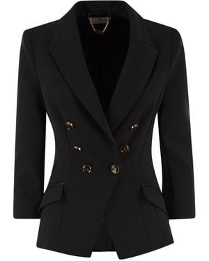 Elisabetta Franchi Double Crepe Blazer - Black