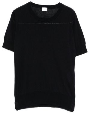 C.t. Plage Rundhalspullover aus Baumwolle und Seide - Schwarz