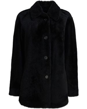 Semler Long Reversible Leather Coat Jackets And Coats Nero-Donna