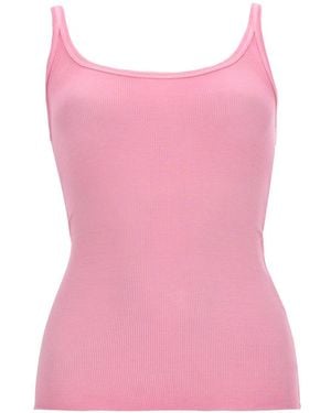 MSGM Solid Scoop Neck Top - Pink