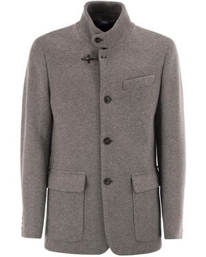 Fay Wool Pea Coat - Grey