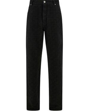 Ferragamo Monogram Texture Denim Trousers - Black