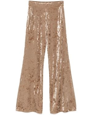 forte_forte Iridescent Stretch Velvet High Waist Trousers - Natural