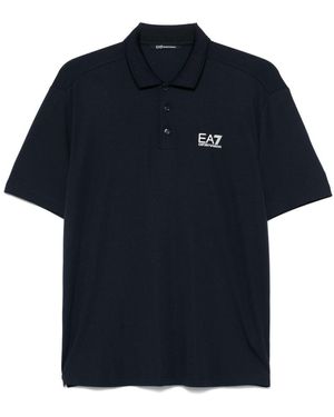 EA7 Poloshirt Met Logoprint - Blauw
