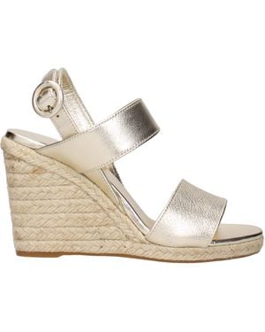 Prada Wedge Sandals Buckle Ankle Strap - Metallic