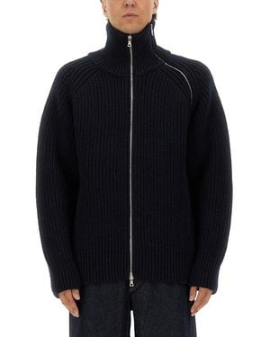 Dries Van Noten Zippered Wool Jumper - Blue