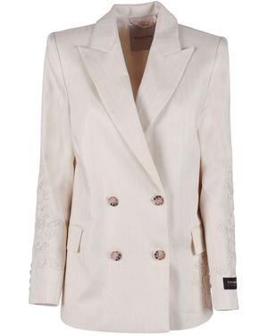 Ermanno Scervino Double-Breasted Blazer Jacket - Natural