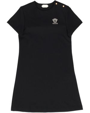 Versace Kleid Punto Milano + Ric. Medusa Lurex - Schwarz